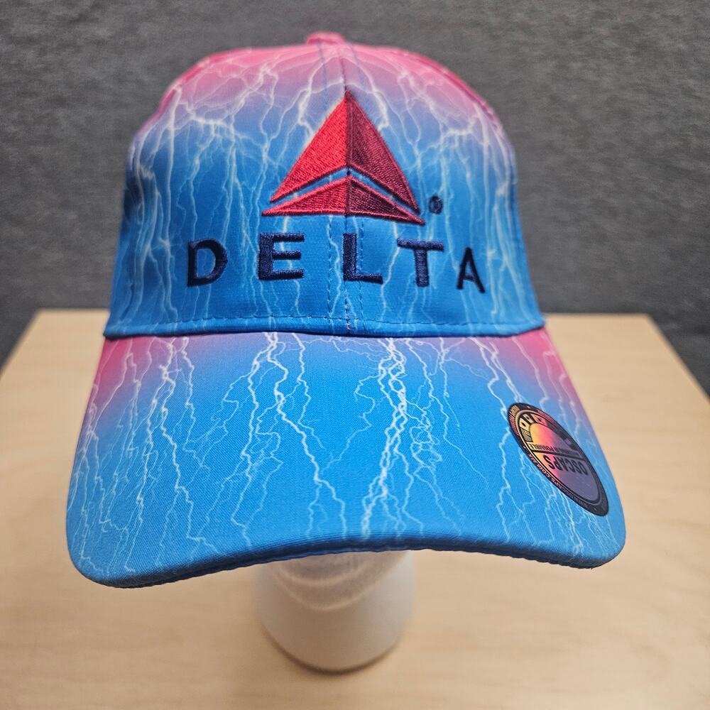 RARE Delta Airlines Lightning Strike Pattern Adjustable Baseball Cap Lightening